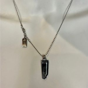 Coach Black Enamel Glove Pendant .925 Sterling Silver Necklace